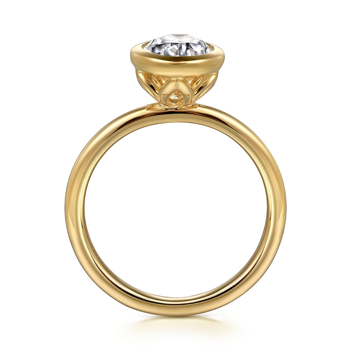 Linny - 14K Yellow Gold Oval Bezel Semi Mount Engagement Ring
