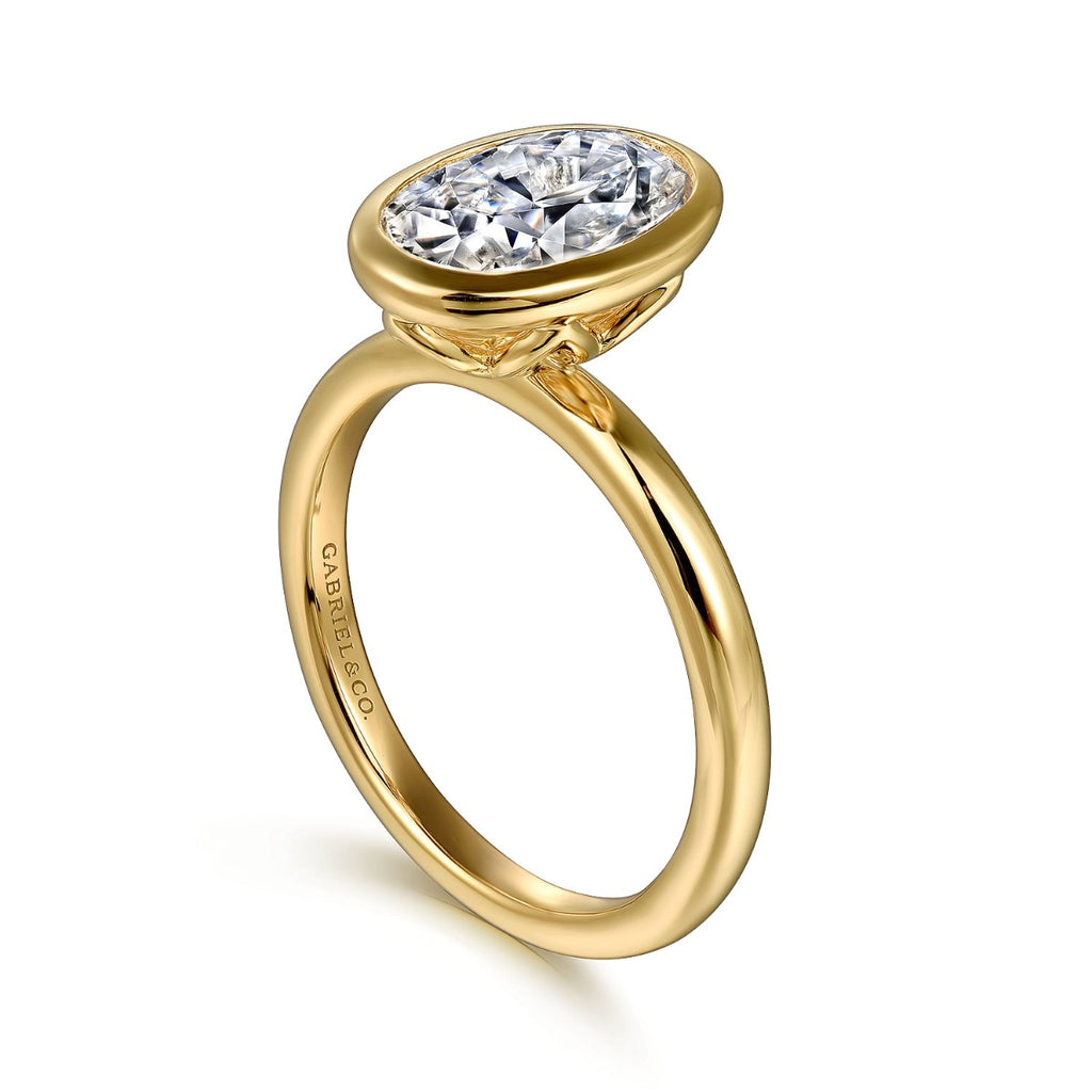 Linny - 14K Yellow Gold Oval Bezel Semi Mount Engagement Ring