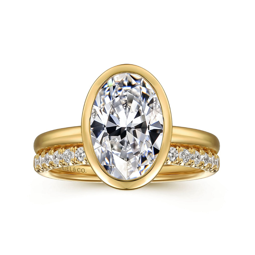 Linny - 14K Yellow Gold Oval Bezel Semi Mount Engagement Ring