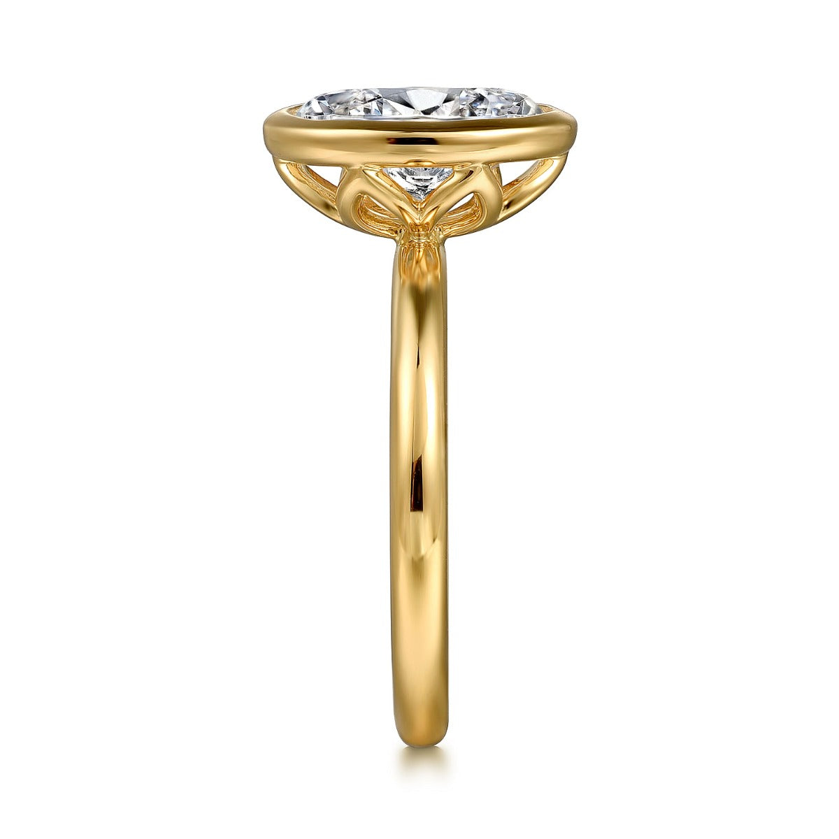 Linny - 14K Yellow Gold Oval Bezel Semi Mount Engagement Ring