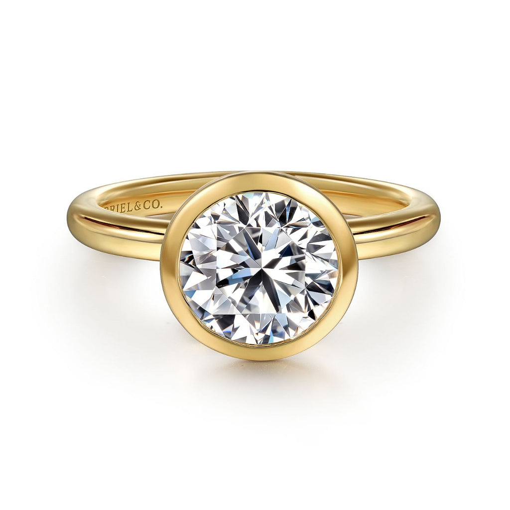 Linny - 14K Yellow Gold Round Bezel Semi Mount Diamond Engagement Ring