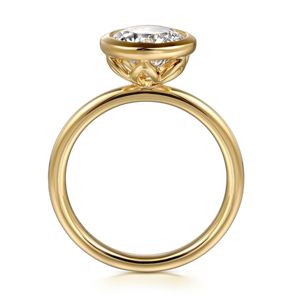 Linny - 14K Yellow Gold Round Bezel Semi Mount Diamond Engagement Ring