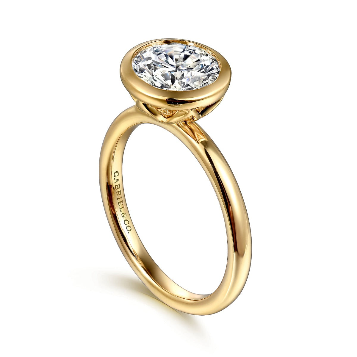 Linny - 14K Yellow Gold Round Bezel Semi Mount Diamond Engagement Ring