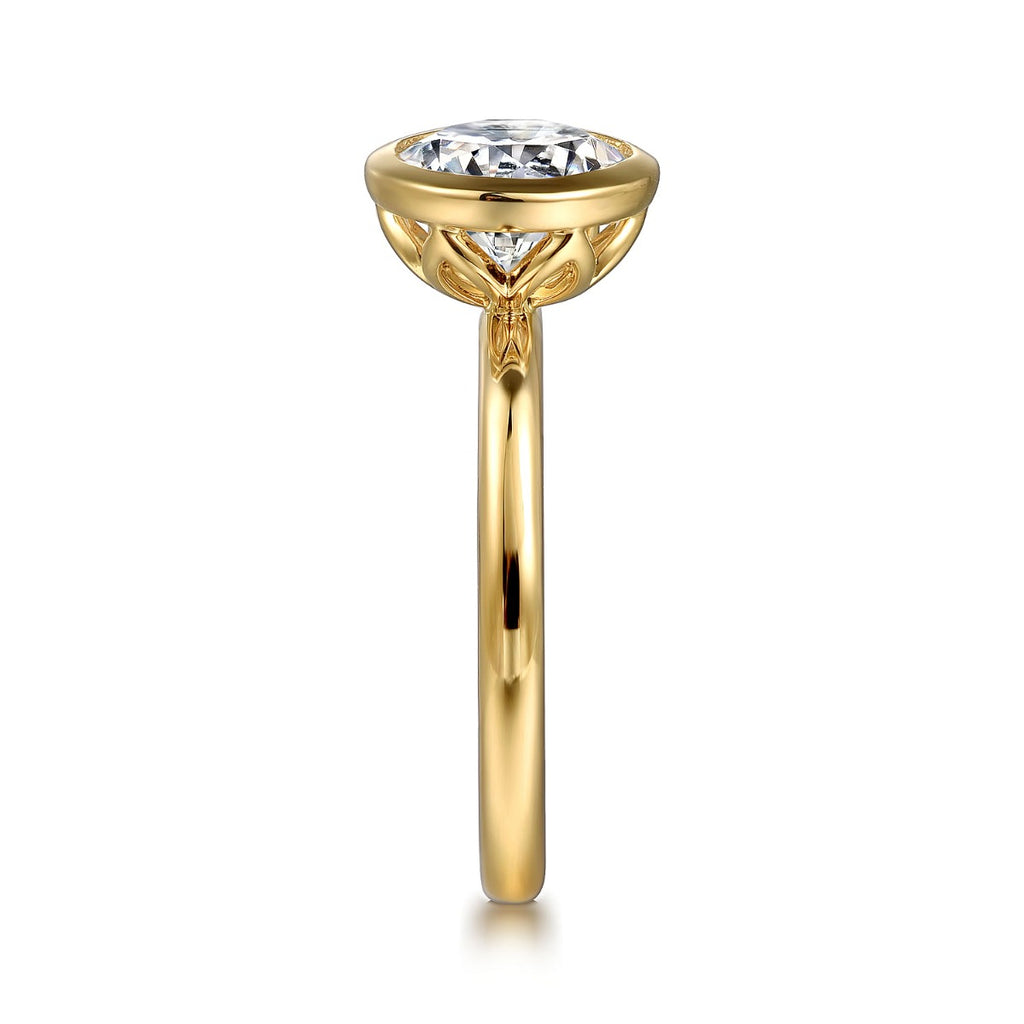 Linny - 14K Yellow Gold Round Bezel Semi Mount Diamond Engagement Ring