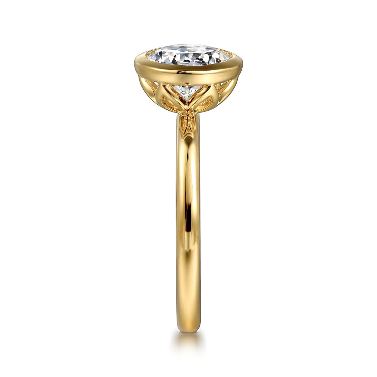 Linny - 14K Yellow Gold Round Bezel Semi Mount Diamond Engagement Ring