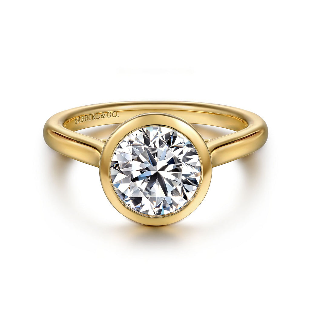 Giovana - 14K Yellow Gold Round Bezel Semi Mount Engagement Ring