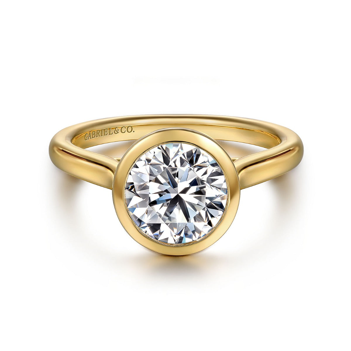 Giovana - 14K Yellow Gold Round Bezel Semi Mount Engagement Ring