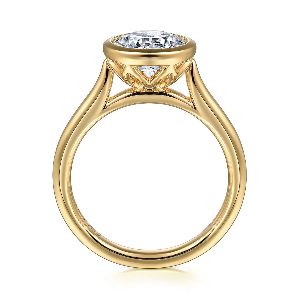 Giovana - 14K Yellow Gold Round Bezel Semi Mount Engagement Ring