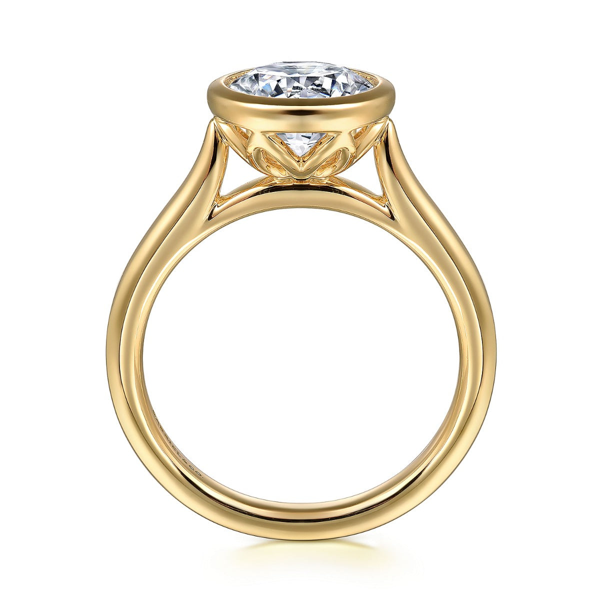 Giovana - 14K Yellow Gold Round Bezel Semi Mount Engagement Ring