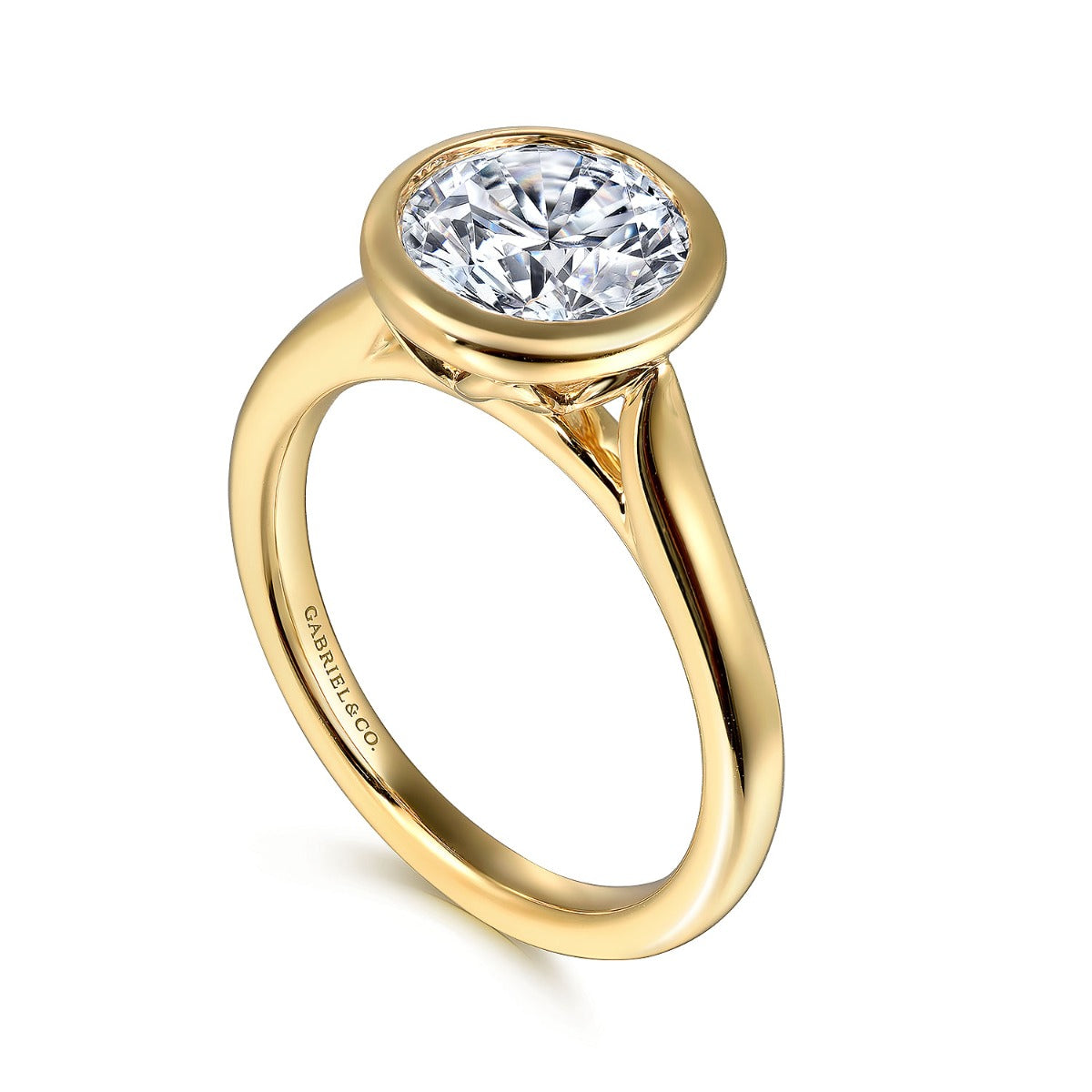 Giovana - 14K Yellow Gold Round Bezel Semi Mount Engagement Ring
