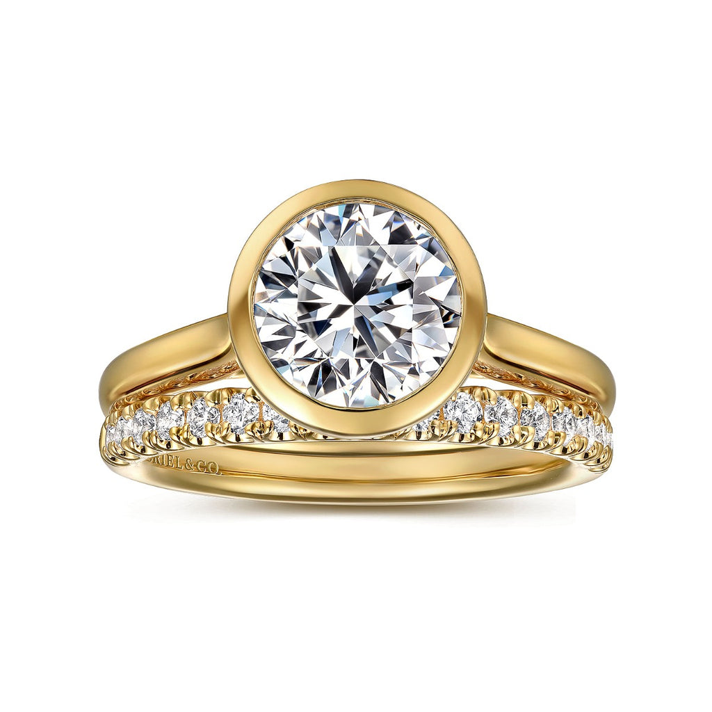 Giovana - 14K Yellow Gold Round Bezel Semi Mount Engagement Ring