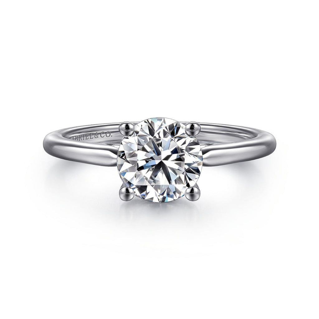 Anushka - 14K White Gold Round Solitaire Diamond Semi-Mount Ring