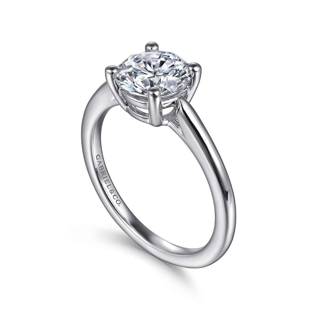 Anushka - 14K White Gold Round Solitaire Diamond Semi-Mount Ring