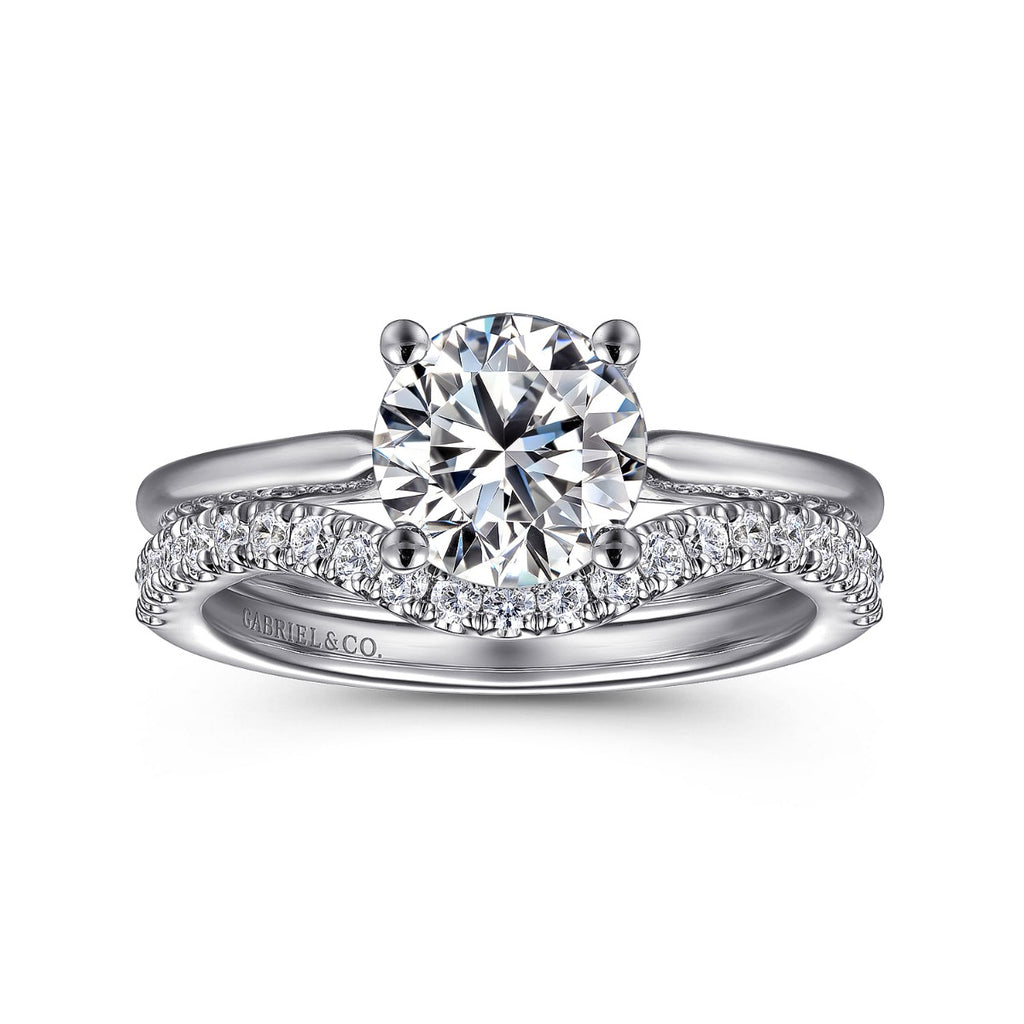 Anushka - 14K White Gold Round Solitaire Diamond Semi-Mount Ring