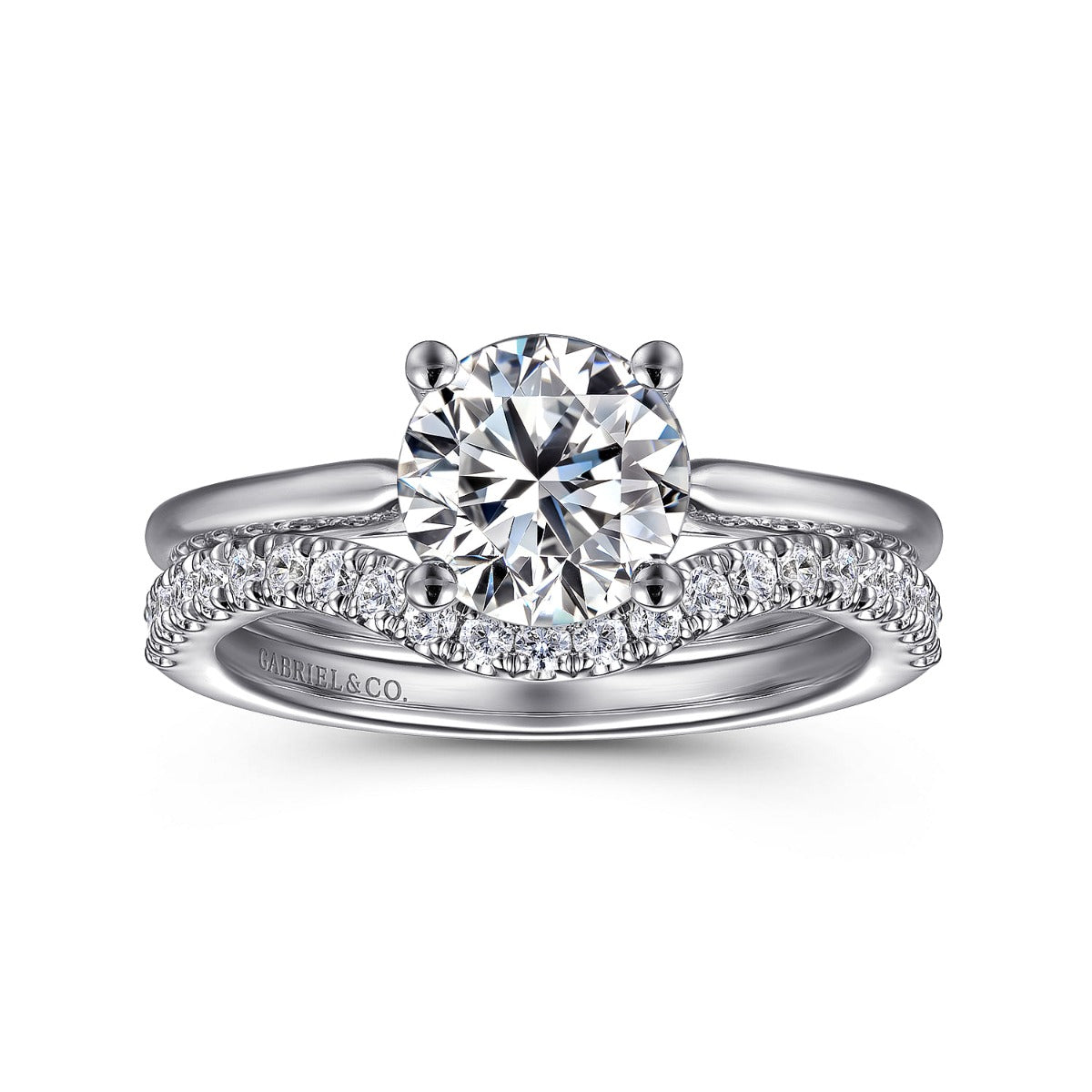 Anushka - 14K White Gold Round Solitaire Diamond Semi-Mount Ring