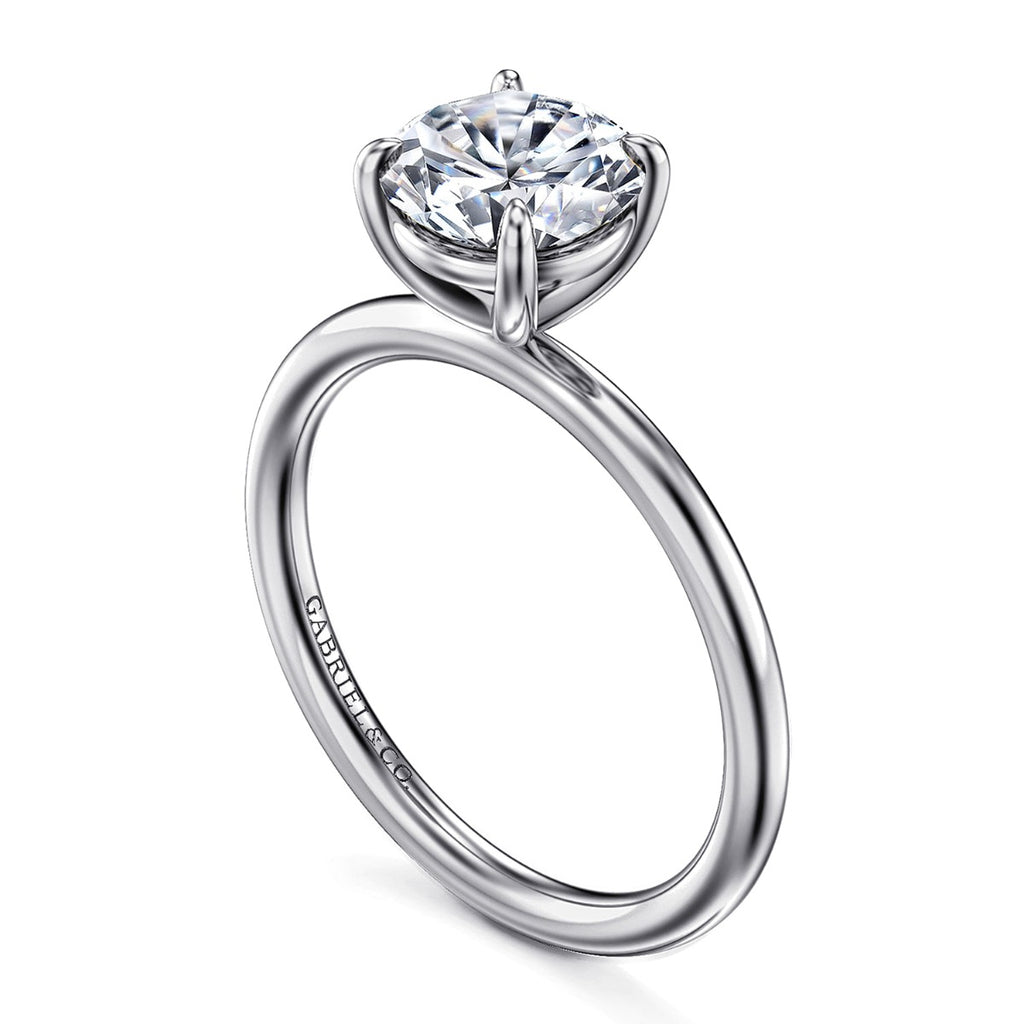 Tiana - 14K White Gold Round Solitaire Semi-Mount Ring