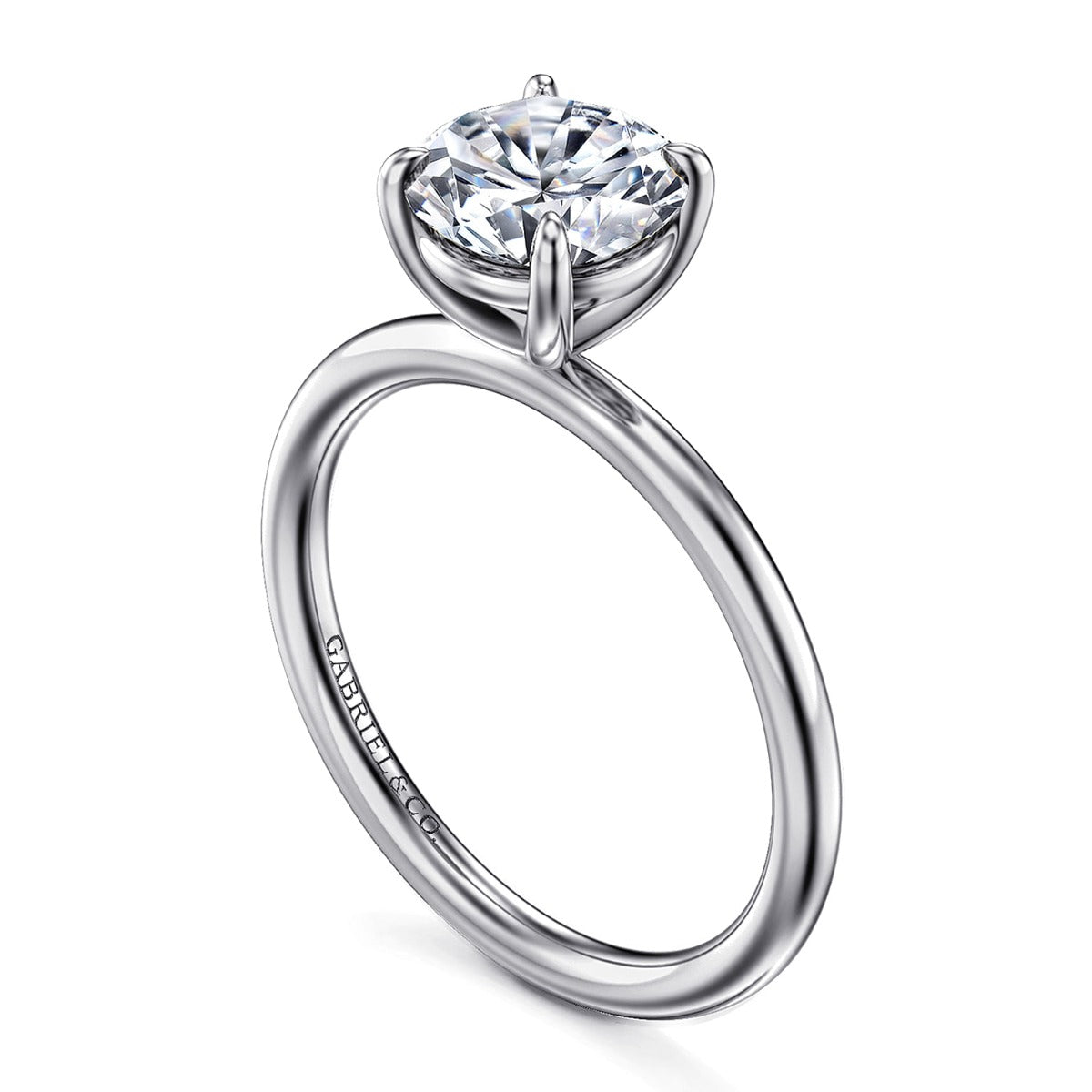 Tiana - 14K White Gold Round Solitaire Semi-Mount Ring