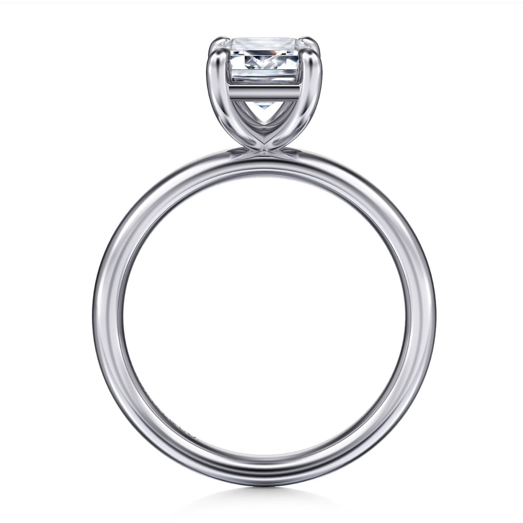 Unite - 14K White Gold Emerald Cut Solitaire Semi-Mount Ring