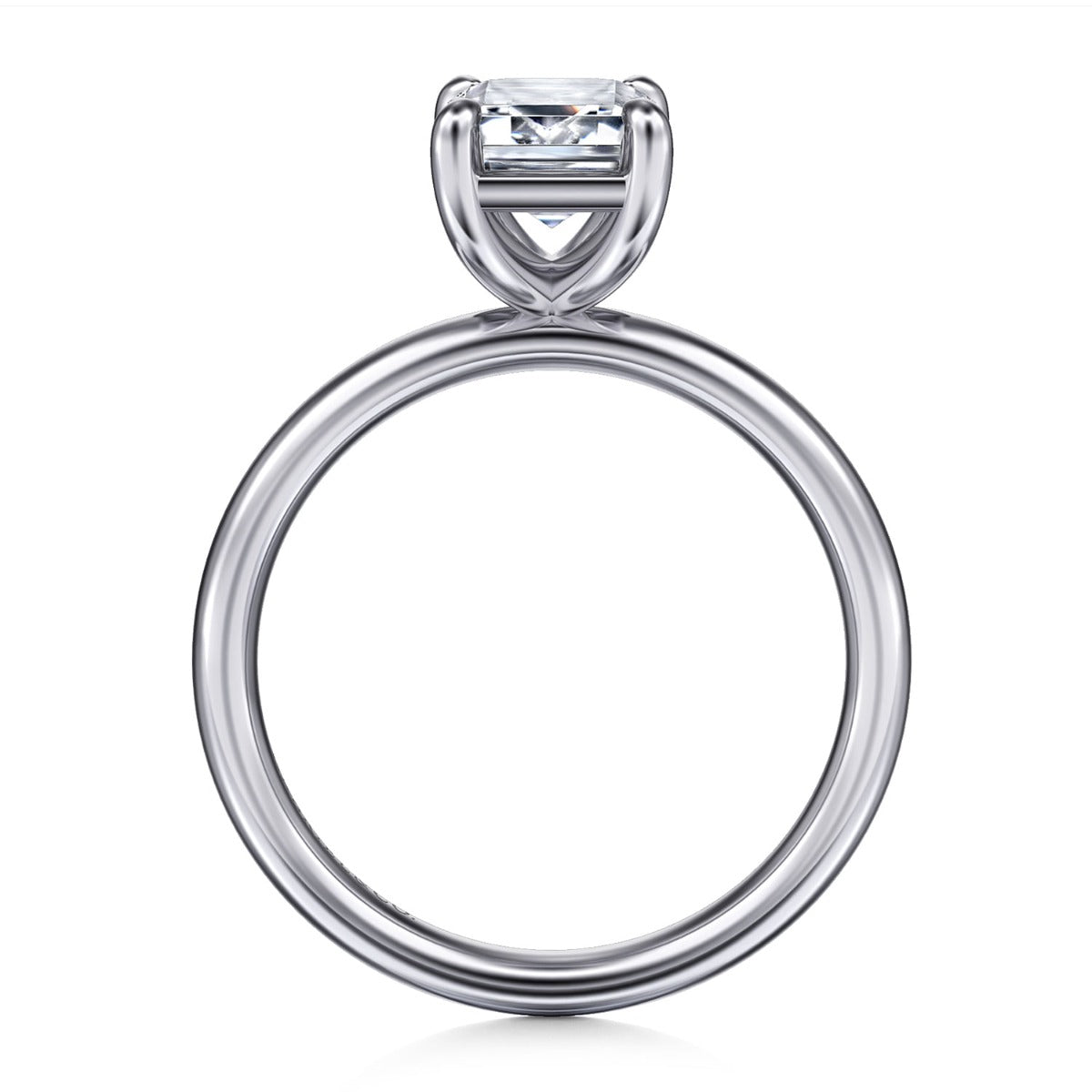 Unite - 14K White Gold Emerald Cut Solitaire Semi-Mount Ring
