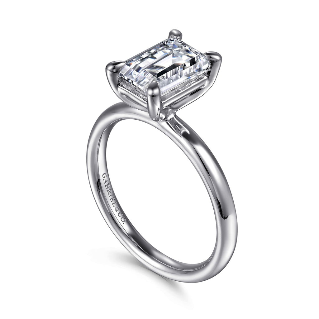 Unite - 14K White Gold Emerald Cut Solitaire Semi-Mount Ring