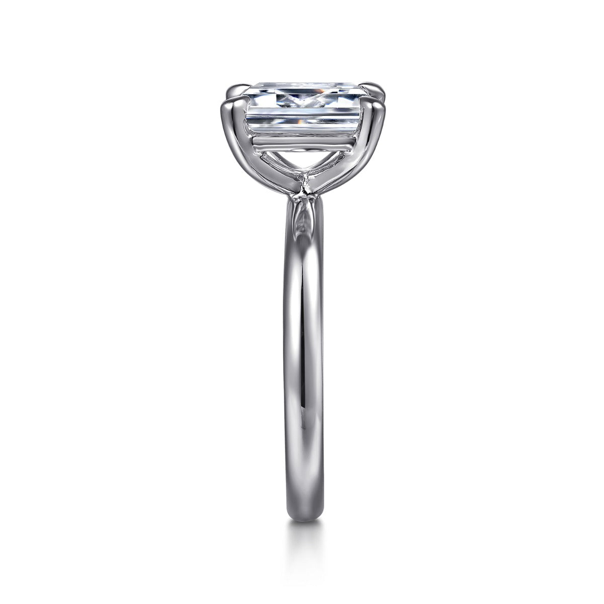 Unite - 14K White Gold Emerald Cut Solitaire Semi-Mount Ring