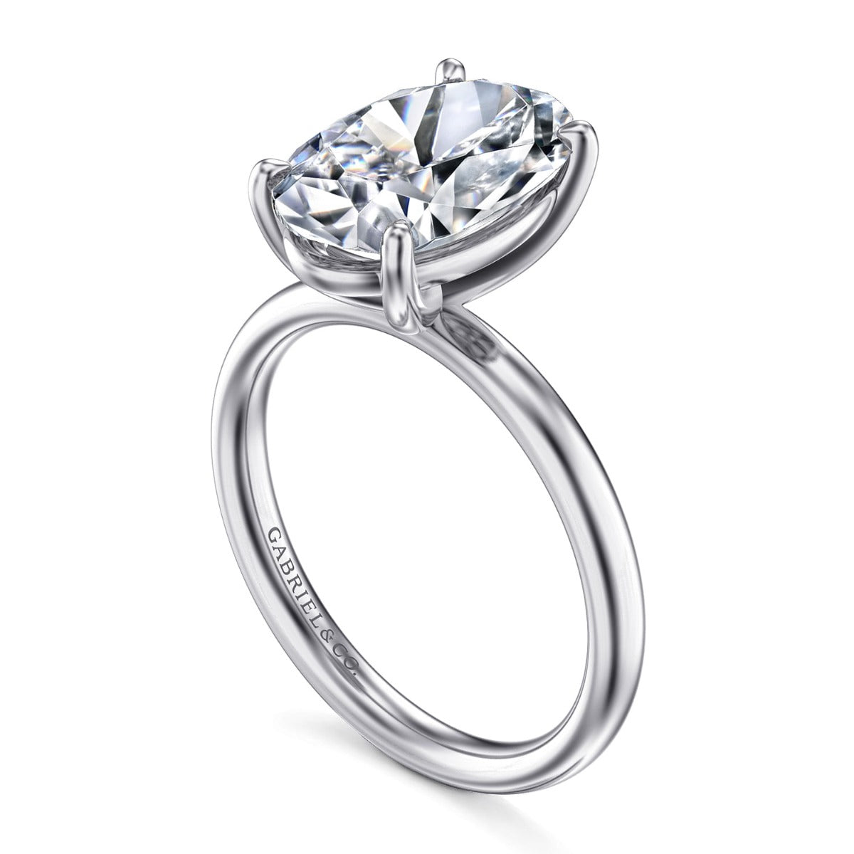 Unite - 14K White Gold Oval Solitaire Semi-Mount Ring