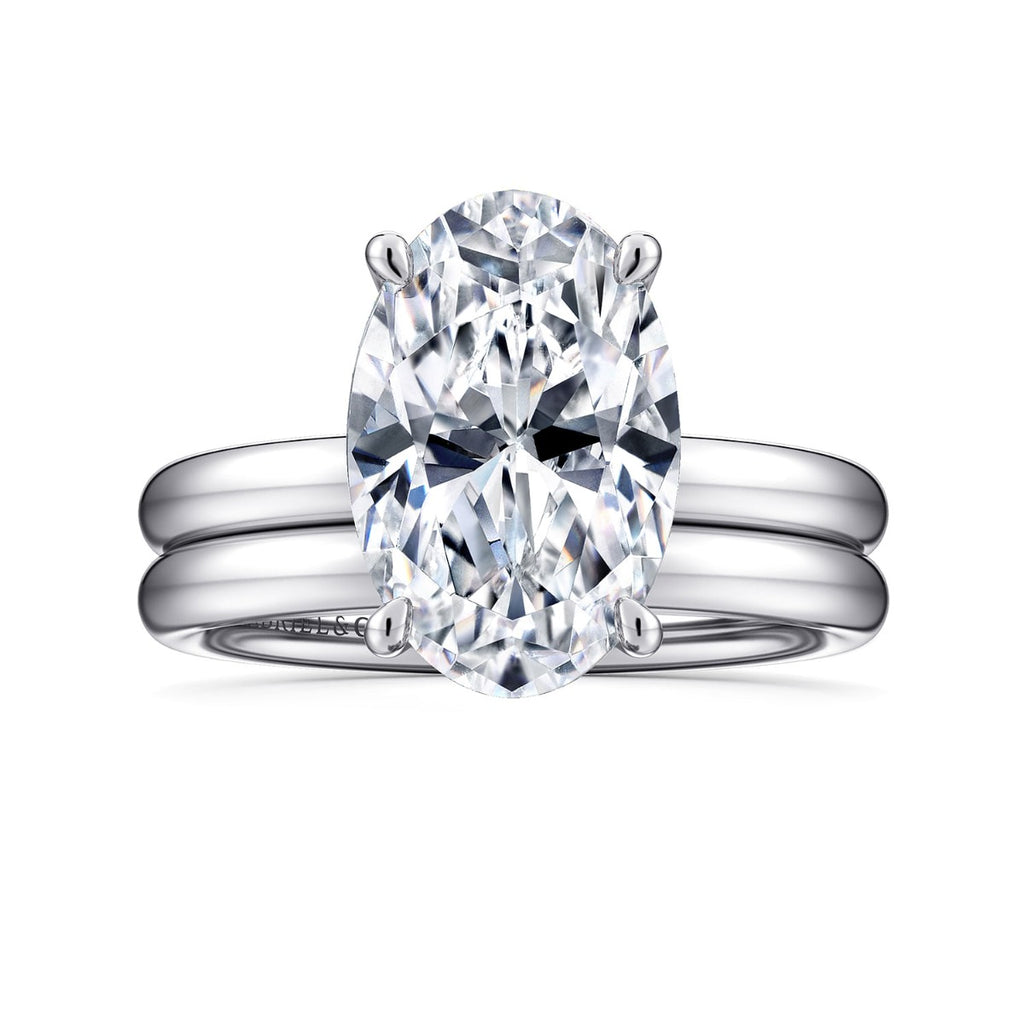 Unite - 14K White Gold Oval Solitaire Semi-Mount Ring