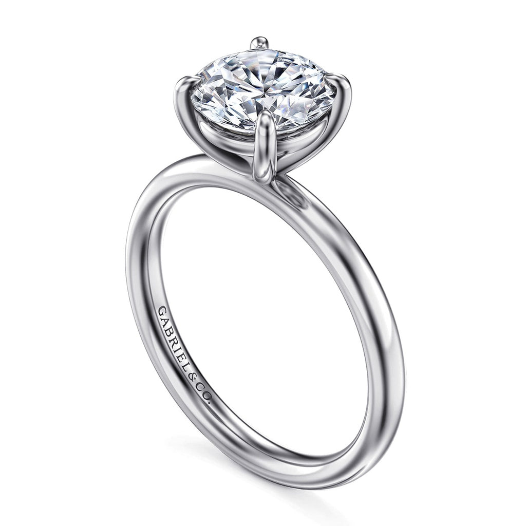 Unite - 14K White Gold Round Solitaire Semi-Mount Ring