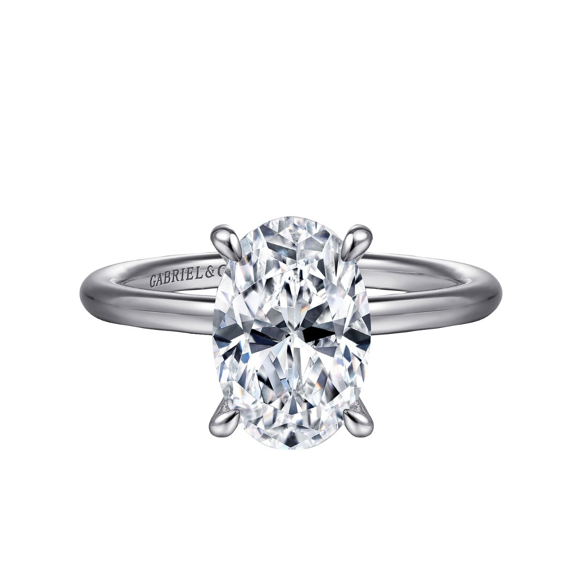 Anuk - 14K White Gold Oval Hidden Halo Semi-Mount Ring