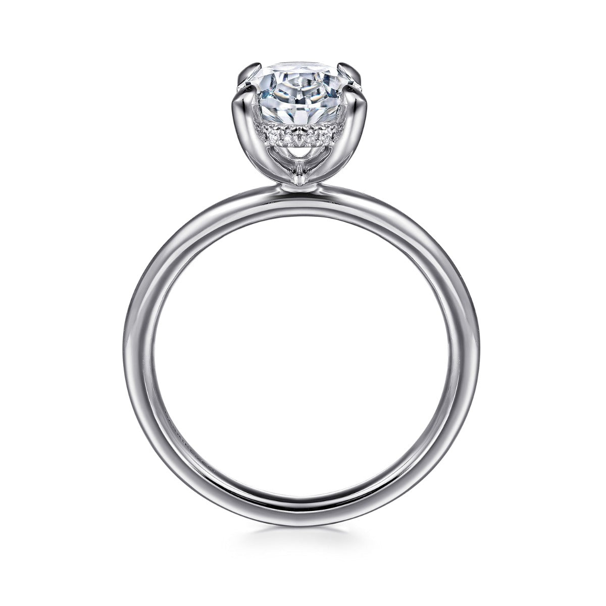 Anuk - 14K White Gold Oval Hidden Halo Semi-Mount Ring