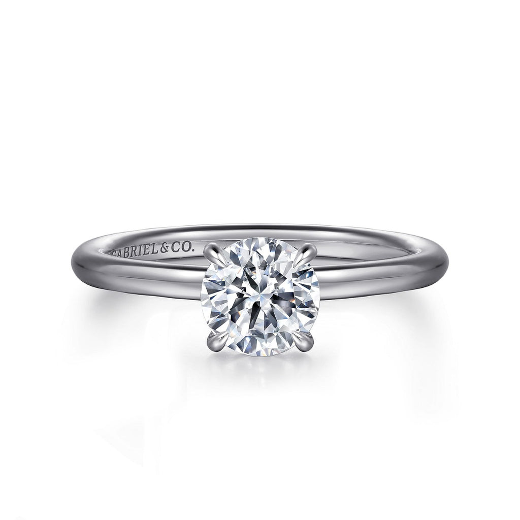 Anuk - 14K White Gold Round Hidden Halo Semi-Mount Ring