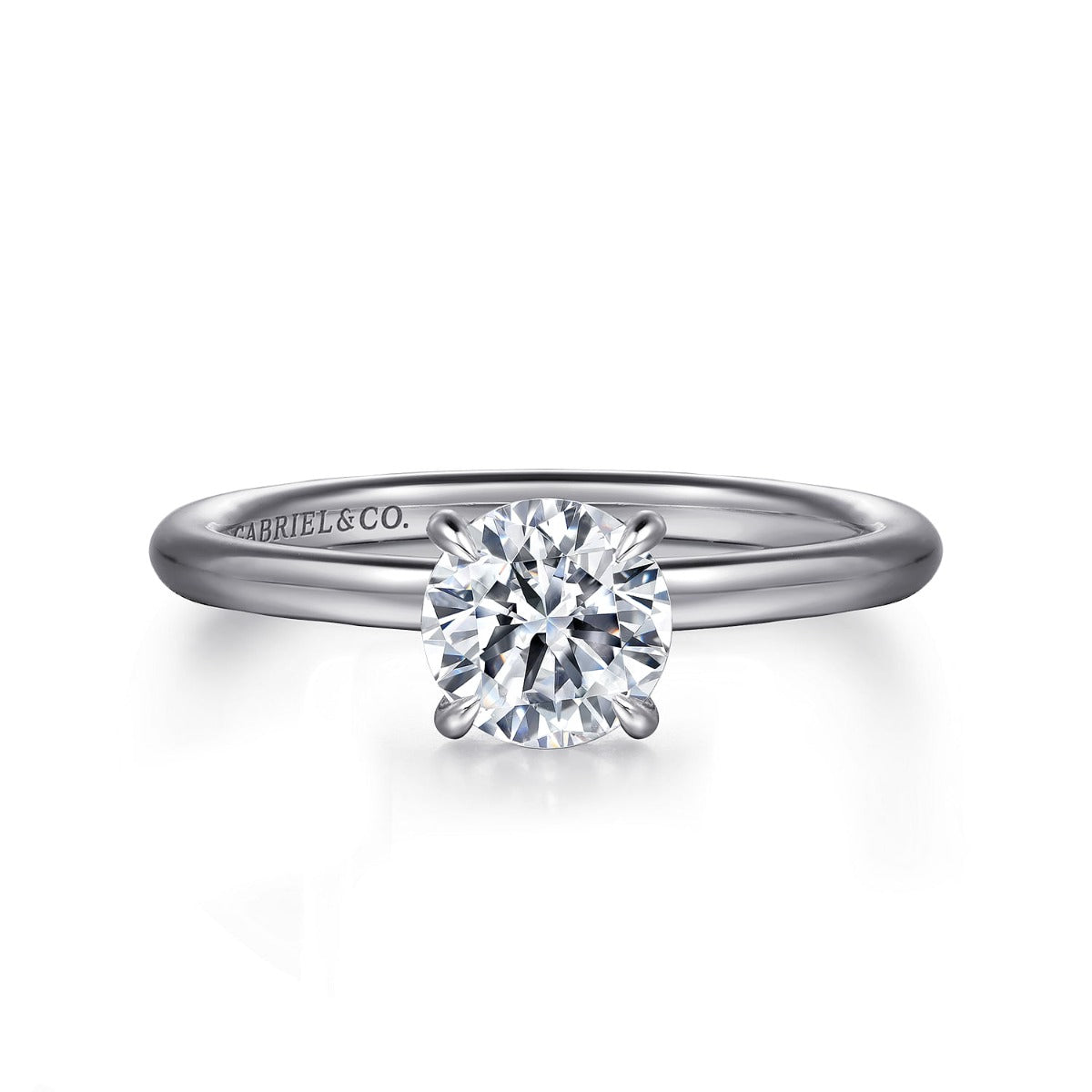 Anuk - 14K White Gold Round Hidden Halo Semi-Mount Ring