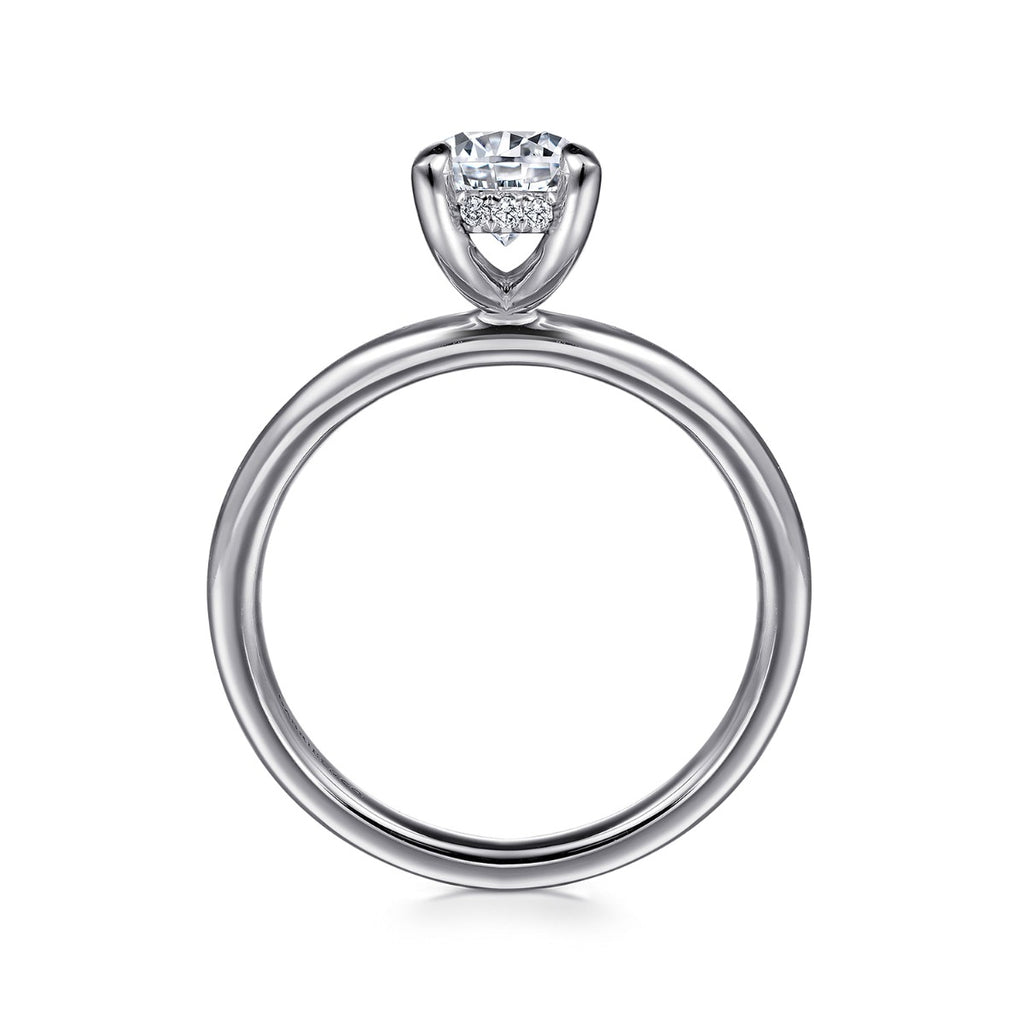 Anuk - 14K White Gold Round Hidden Halo Semi-Mount Ring