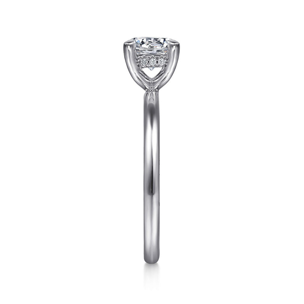 Anuk - 14K White Gold Round Hidden Halo Semi-Mount Ring