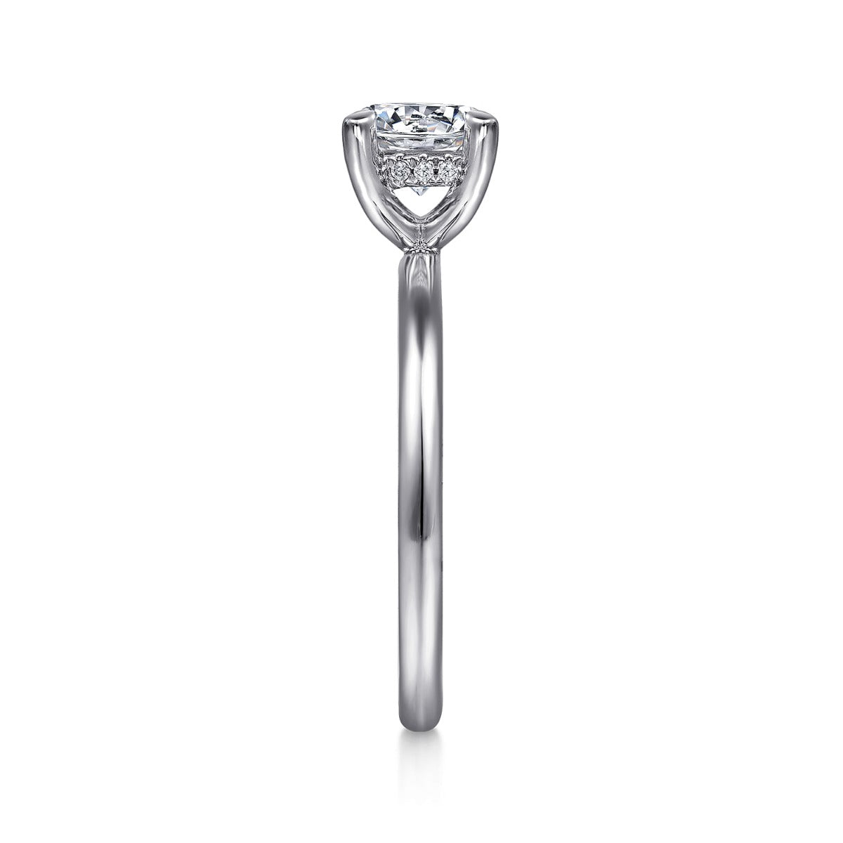 Anuk - 14K White Gold Round Hidden Halo Semi-Mount Ring