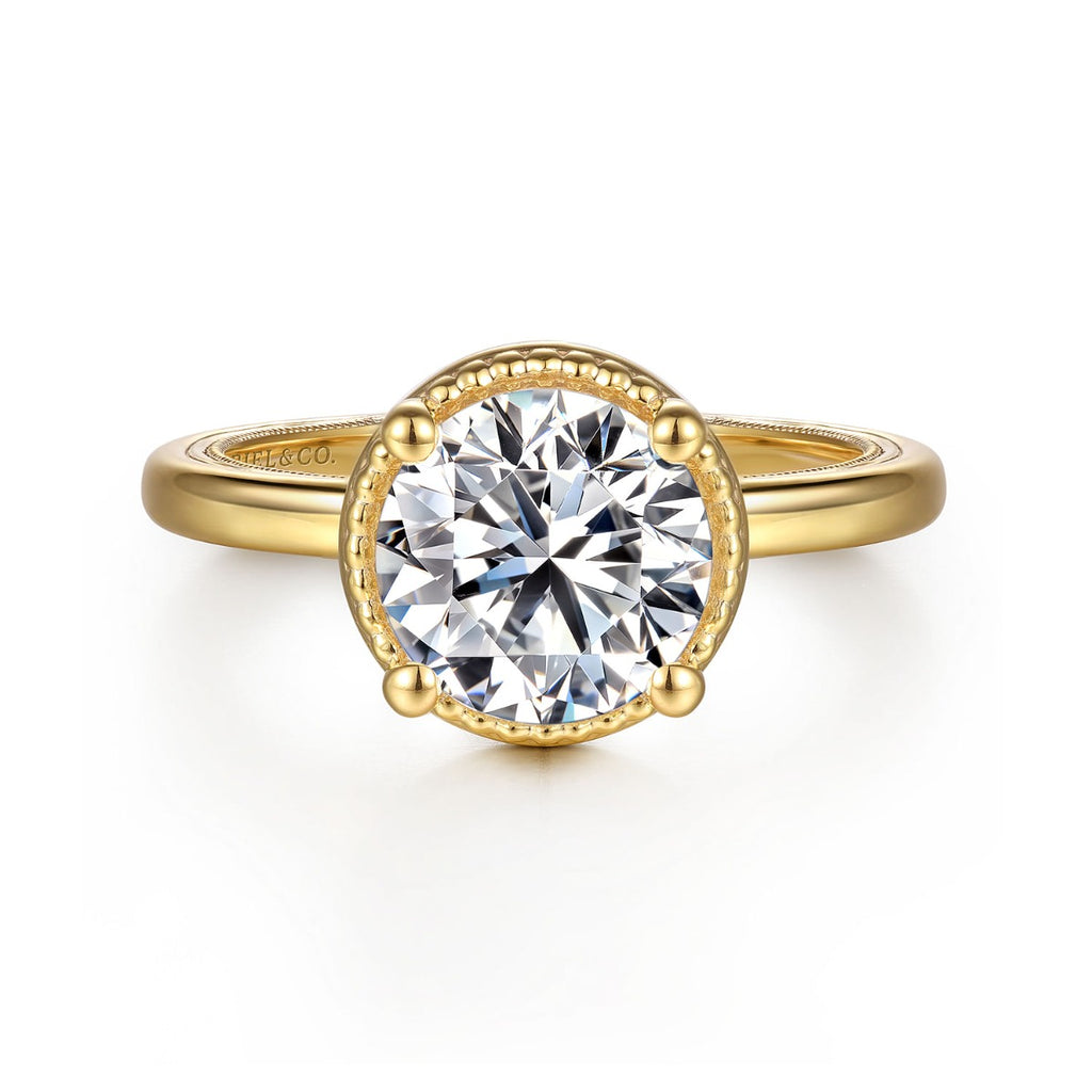 Libbie - 14K Yellow Gold Round Semi-Mount Ring