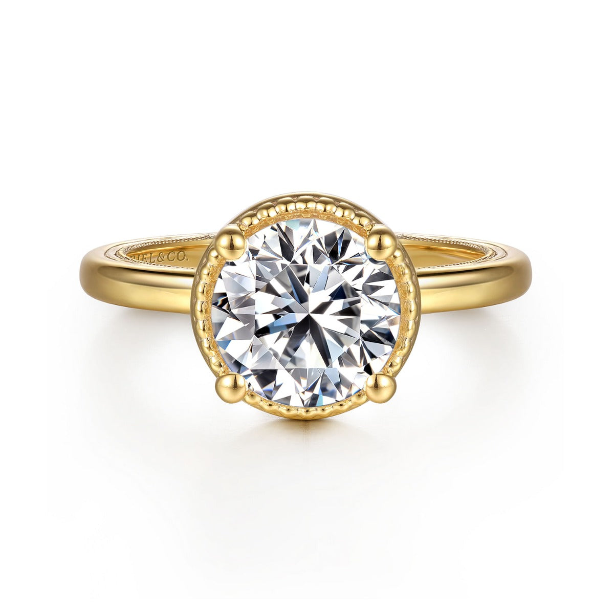 Libbie - 14K Yellow Gold Round Semi-Mount Ring