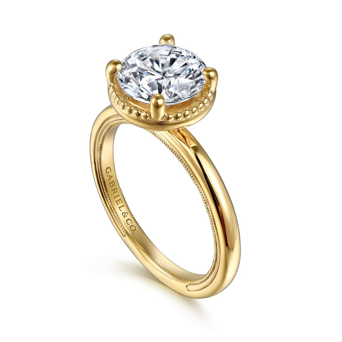 Libbie - 14K Yellow Gold Round Semi-Mount Ring