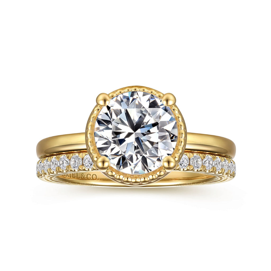 Libbie - 14K Yellow Gold Round Semi-Mount Ring