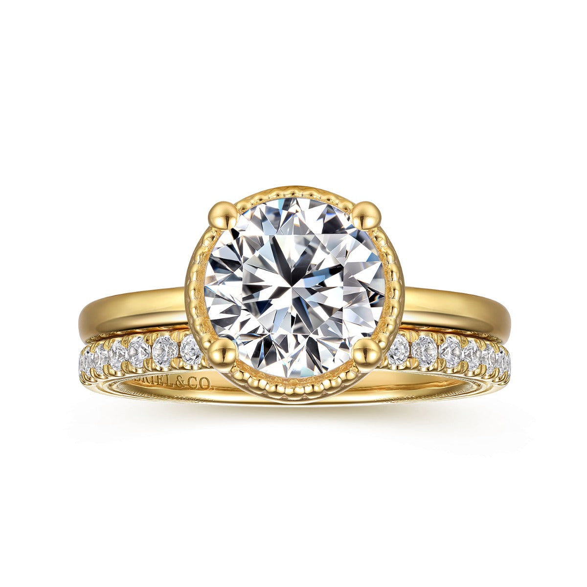 Libbie - 14K Yellow Gold Round Semi-Mount Ring