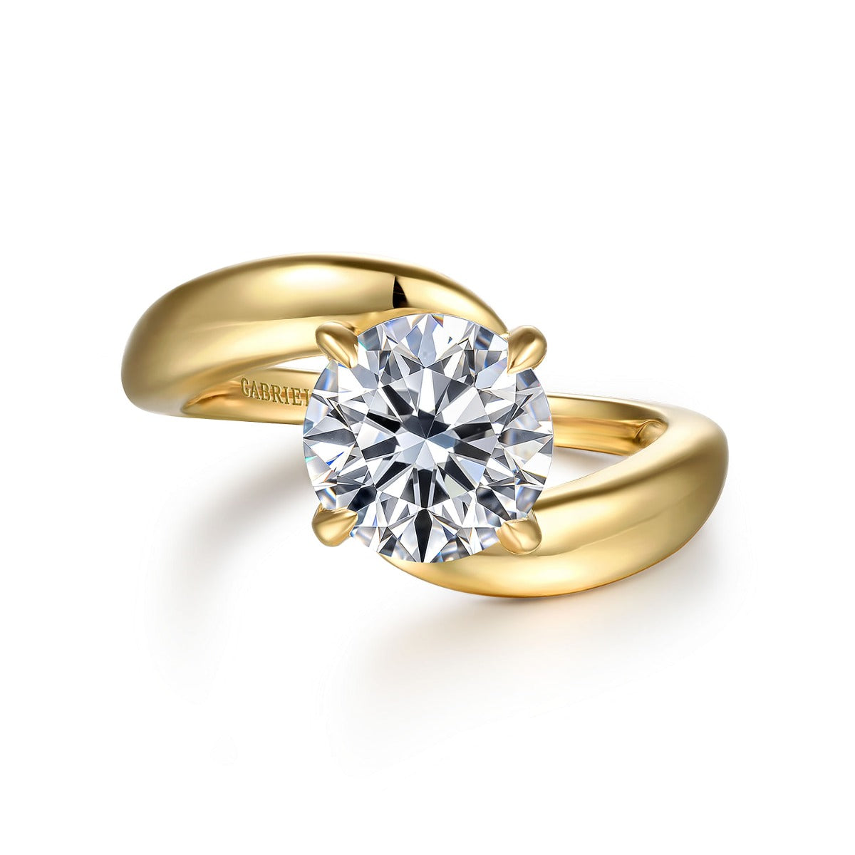 Bettie - 14K Yellow Gold Bypass Round Semi-Mount Ring