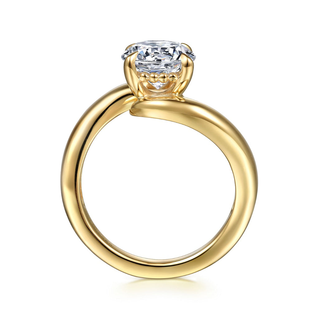 Bettie - 14K Yellow Gold Bypass Round Semi-Mount Ring