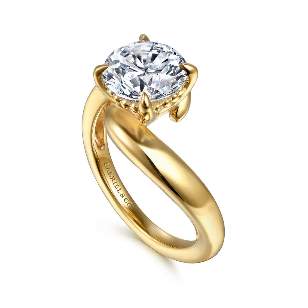Bettie - 14K Yellow Gold Bypass Round Semi-Mount Ring