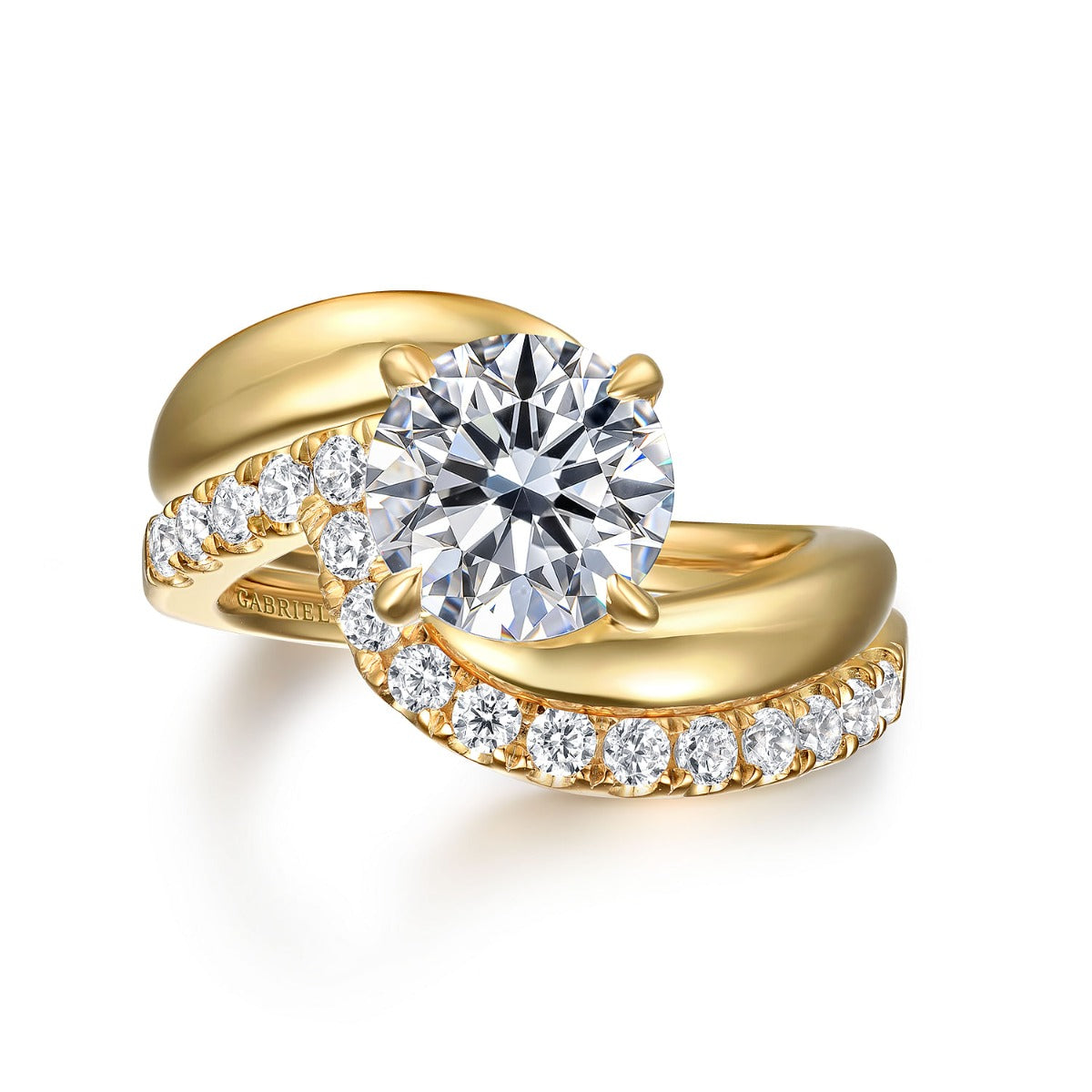 Bettie - 14K Yellow Gold Bypass Round Semi-Mount Ring