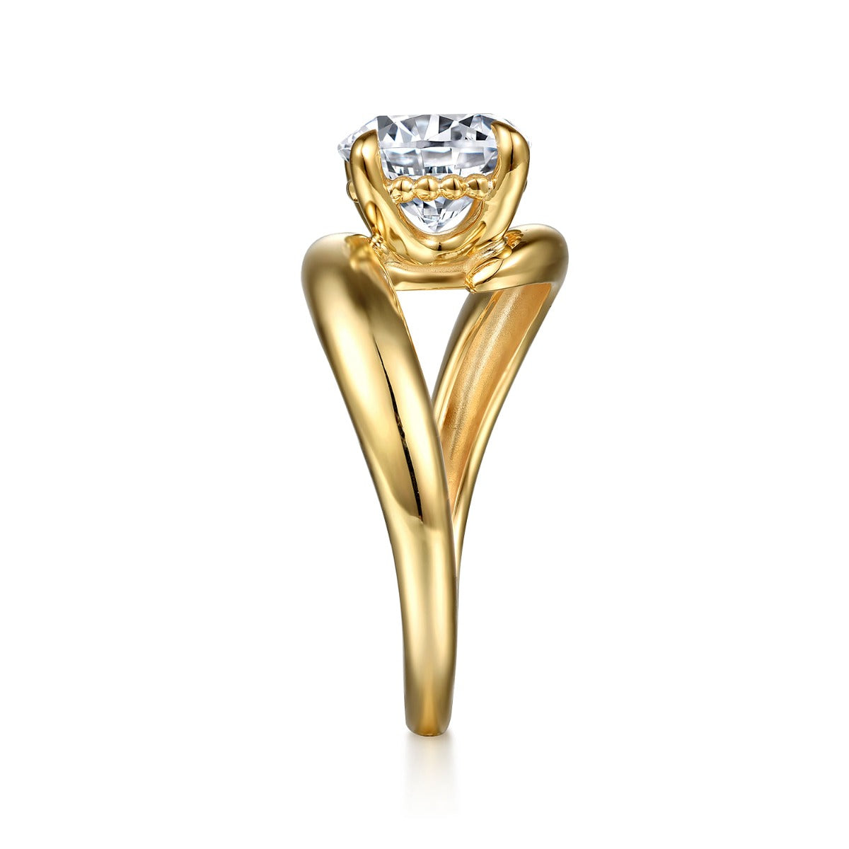 Bettie - 14K Yellow Gold Bypass Round Semi-Mount Ring