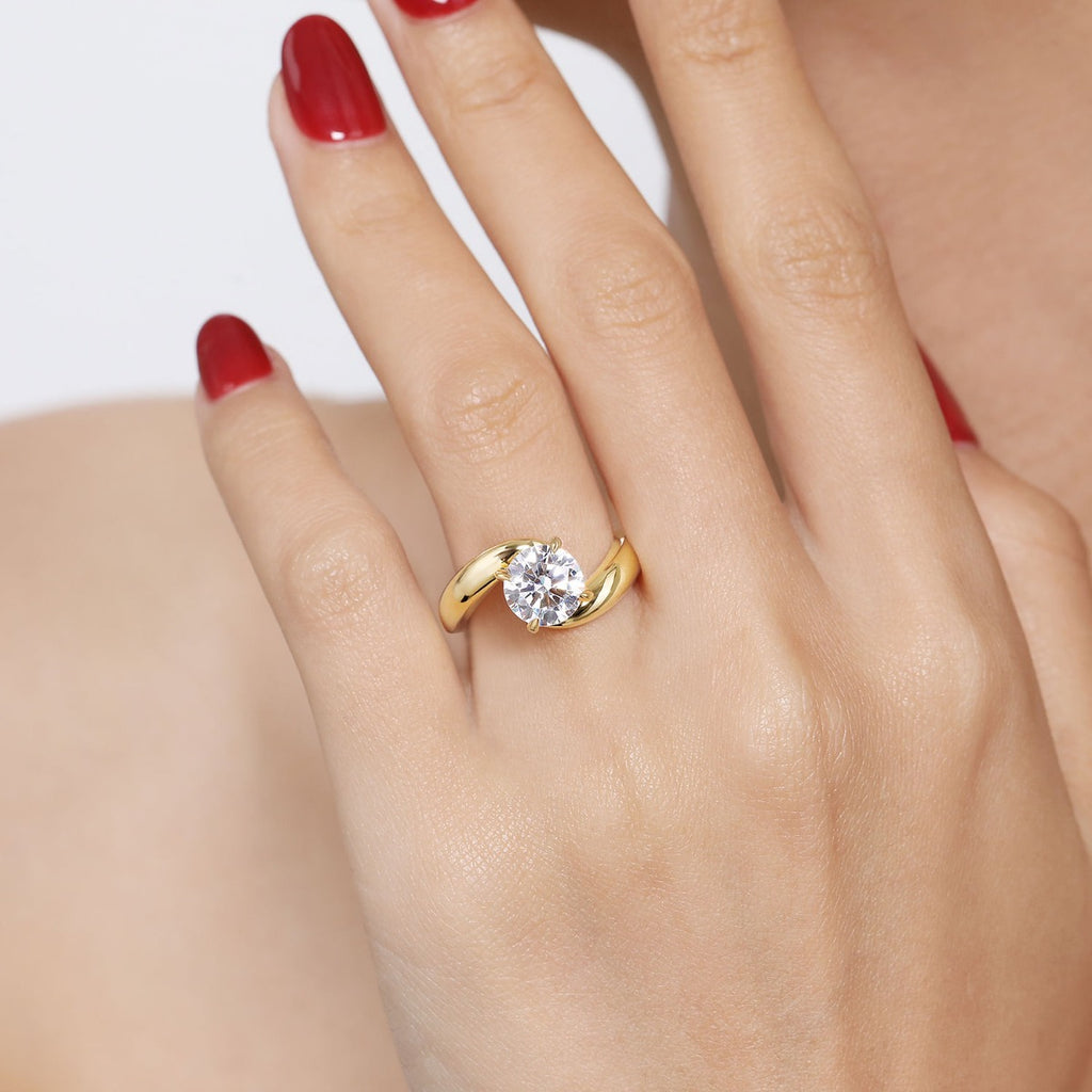 Bettie - 14K Yellow Gold Bypass Round Semi-Mount Ring
