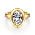 Pauline - 14K Yellow Gold Bezel Set Oval Semi-Mount Ring