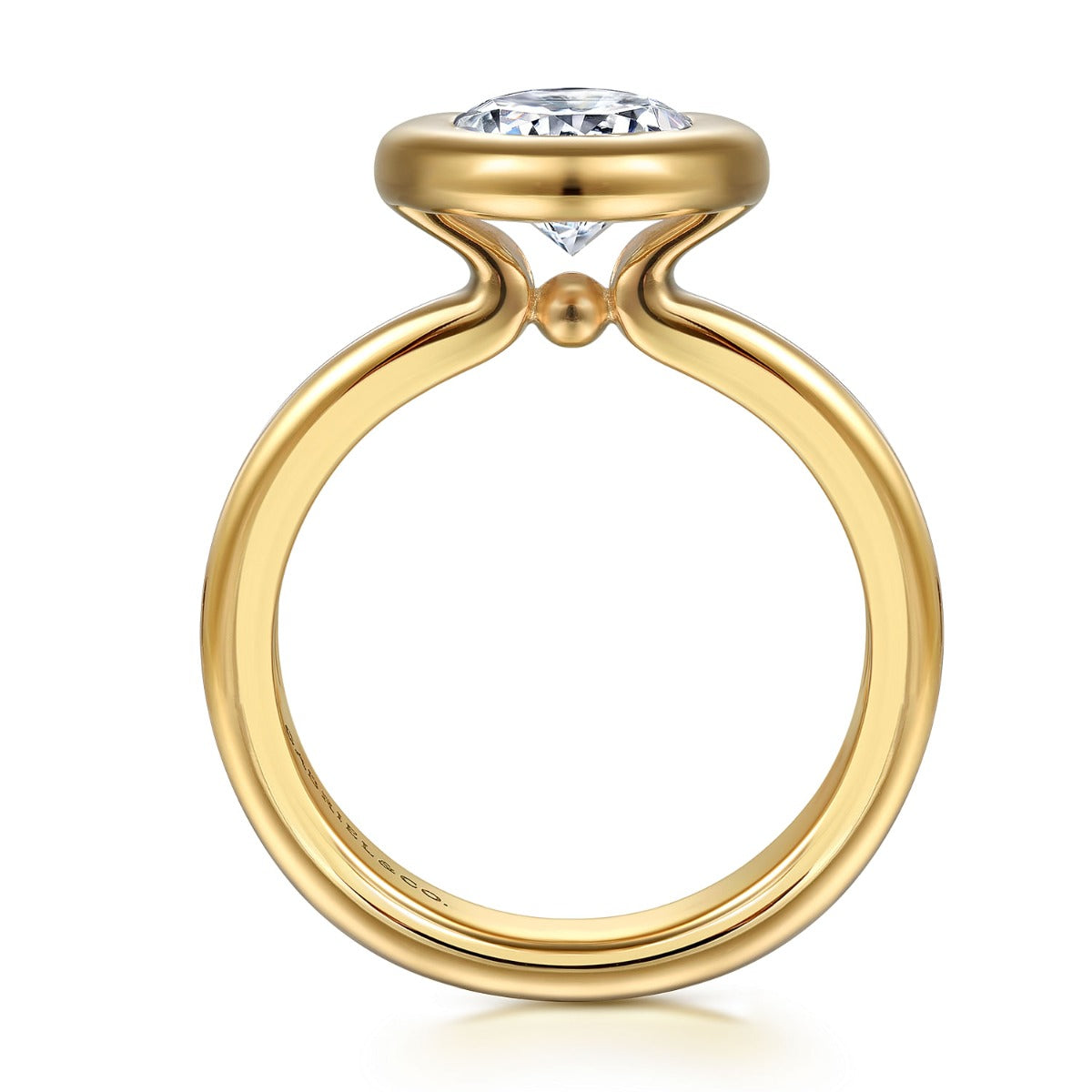 Pauline - 14K Yellow Gold Bezel Set Oval Semi-Mount Ring