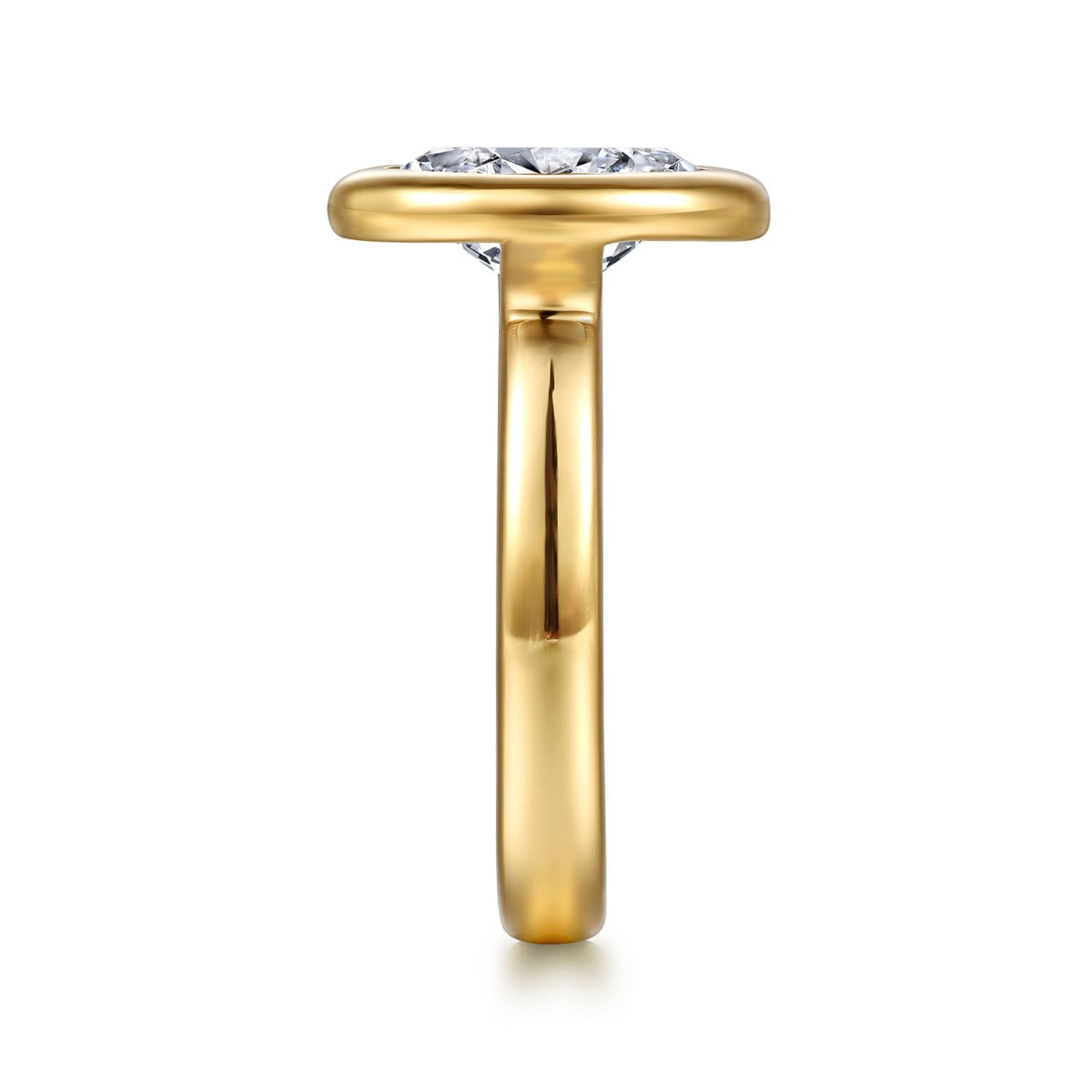Pauline - 14K Yellow Gold Bezel Set Oval Semi-Mount Ring