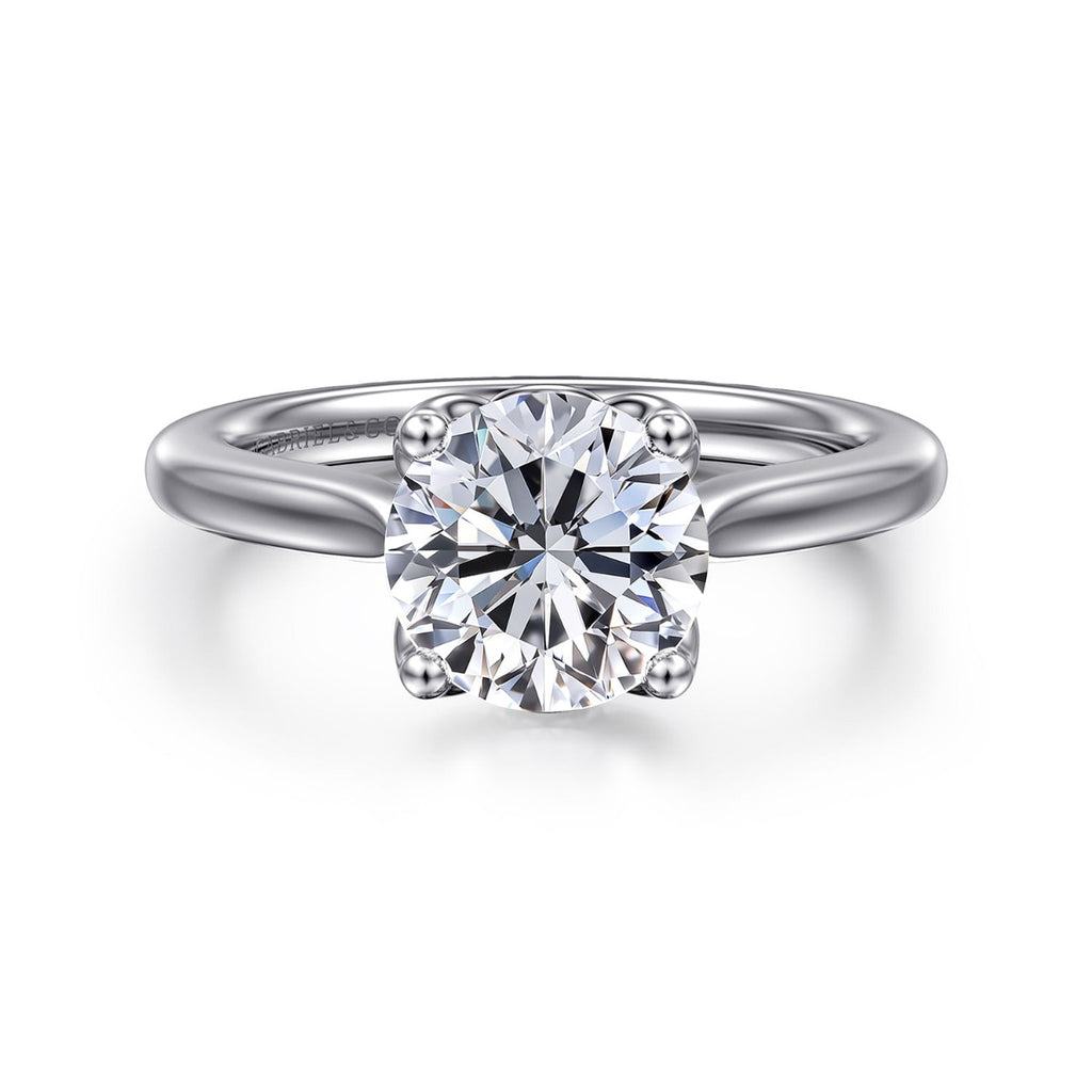 Nola - 14K White Gold Round Lotus Semi-Mount Ring